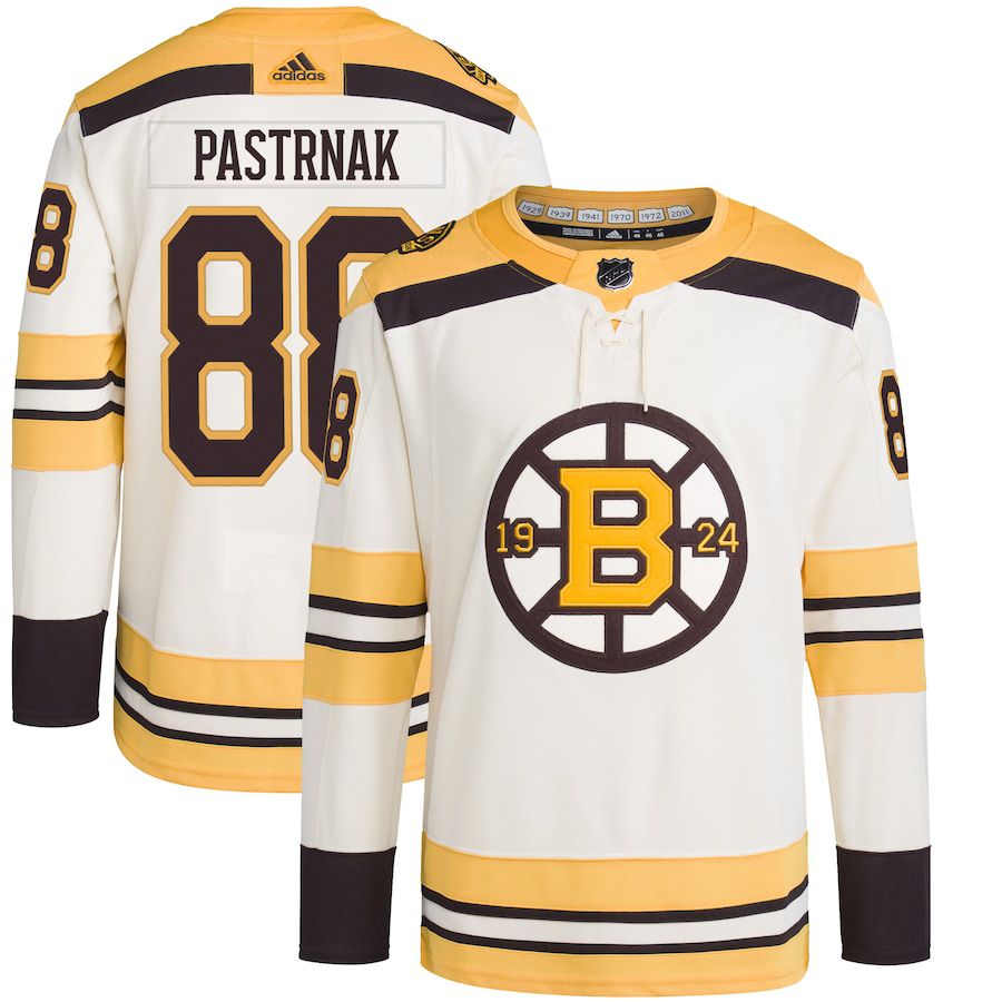 Men Boston Bruins 88 David Pastrnak adidas Cream Primegreen Authentic Pro Player NHL Jersey